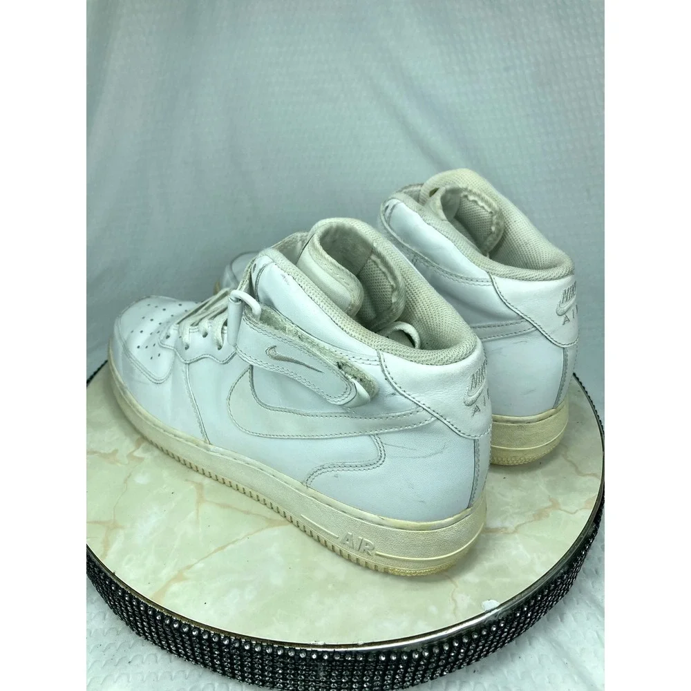 Nike Air Force 1 Mid 07 Basketball Shoes Mens 11 White Leather Sporty Sneakers
